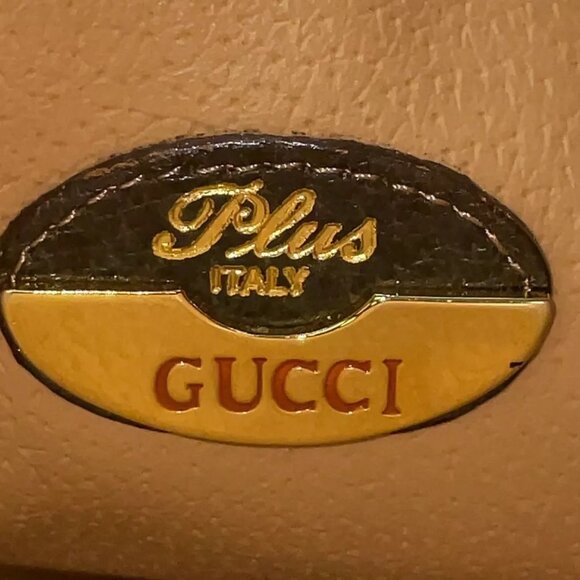 Authentic Gucci GG PLUS PVC Leather Beige/Brown Mini Boston...